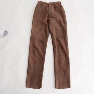 Vintage Danier Leather Brown Skinny Tapered 100% Suede Leather Pants 4